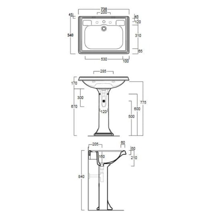 Керамическая раковина 73 см Simas Arcade AR 854