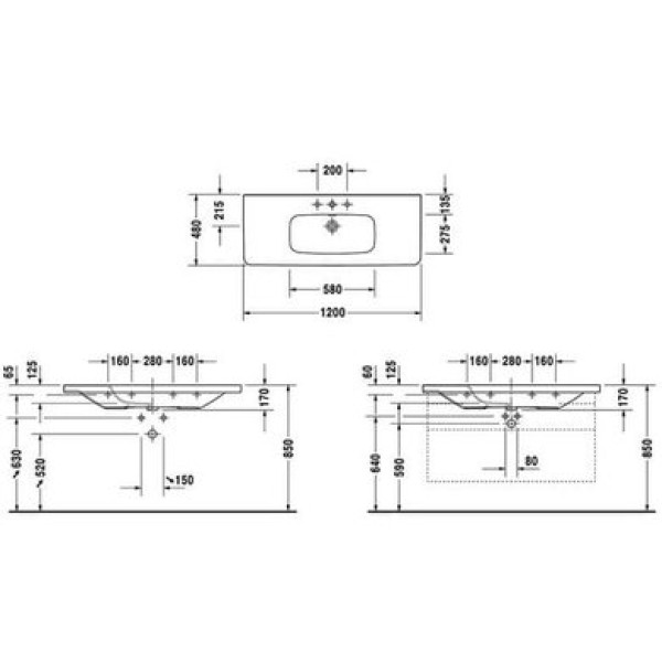 Плитка керамогранит Керамическая раковина 120 см Duravit DuraStyle 2320120041 для пола