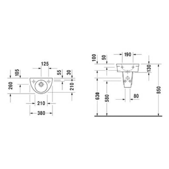Плитка керамогранит Керамическая раковина 38 см Duravit Starck 2 0761380000 для пола