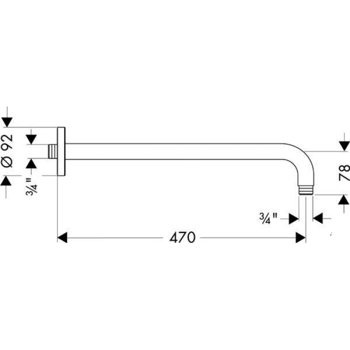 Душевой кронштейн Hansgrohe 470 мм (27410000)
