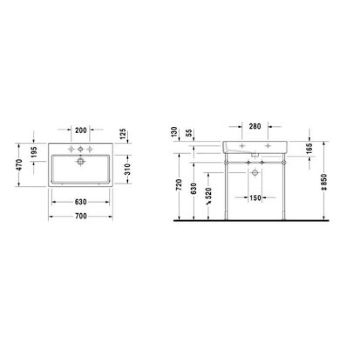 Плитка керамогранит Керамическая раковина 70 см Duravit Vero, белая 0454700027 для пола