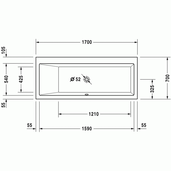 Vero ванна прямоугольная 170 см 700131000000000 в интернет-магазине «Estet Room»