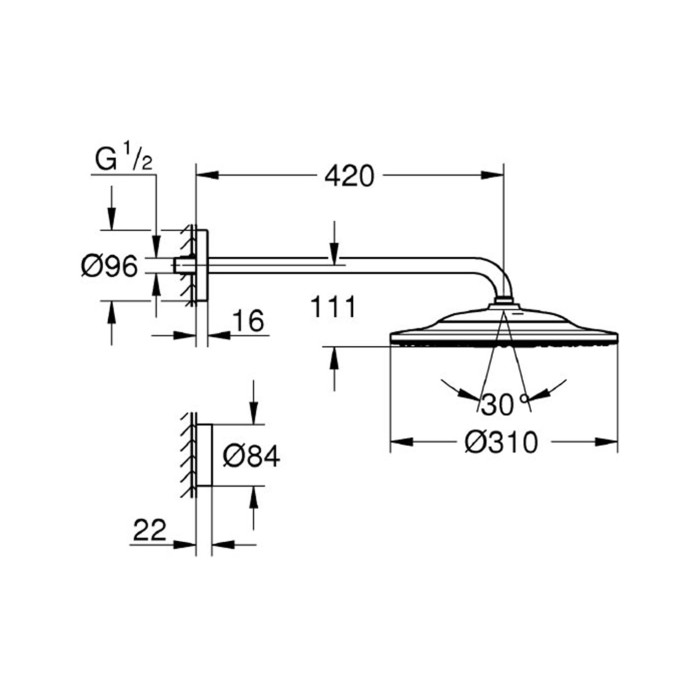 Плитка керамогранит Grohe Rainshower 310 SmartConnect верхний душ 26640000 для пола
