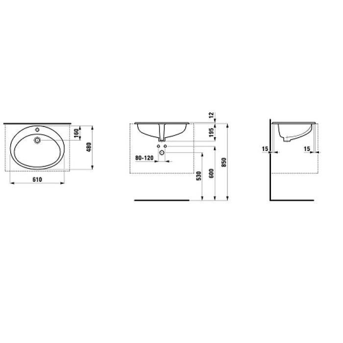 Умывальник встраиваемый в столешницу Laufen Indova H8113920000001