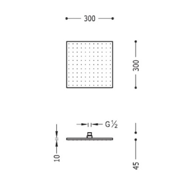 Верхний душ 300х300 мм Tres Showers Head 13413830