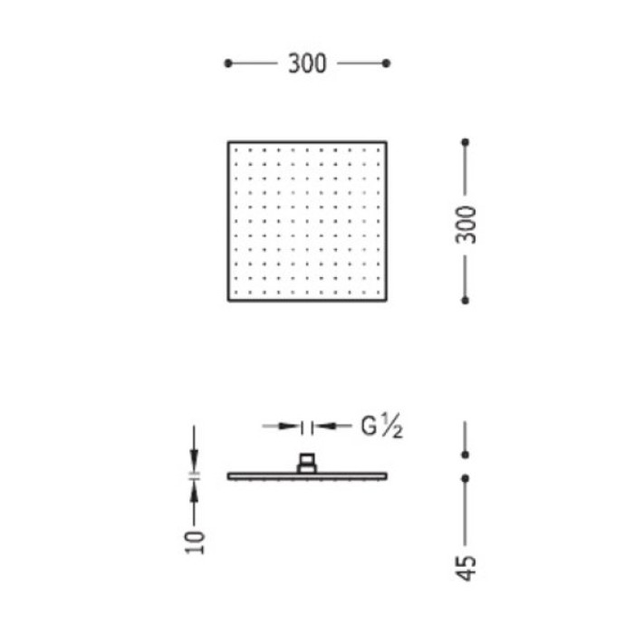 Верхний душ 300х300 мм Tres Showers Head 13413830