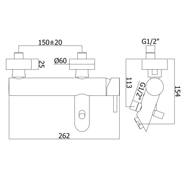 Смеситель для ванны Paffoni Light (LIG022NO)