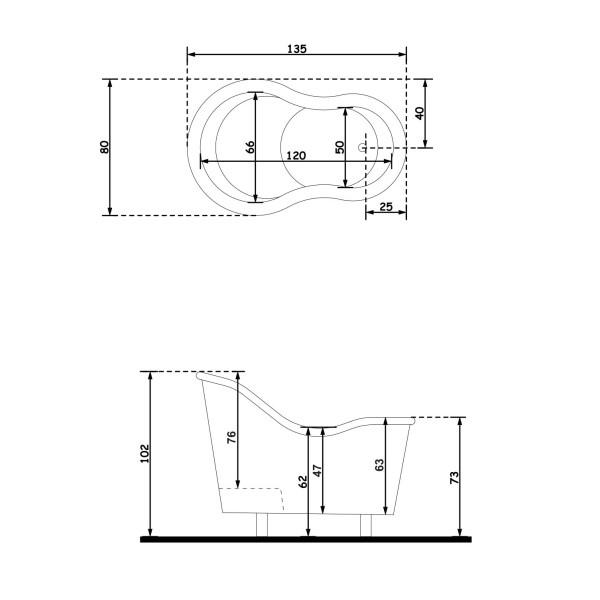 Gruppo Treesse Moulin Ванна в классическом стиле 135x83xh101 см, цвет белый, хром