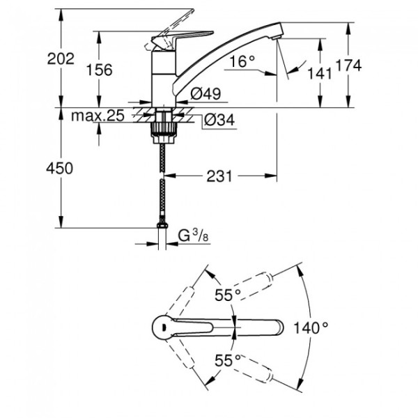 Grohe BauEco Смеситель для кухни (31680000)