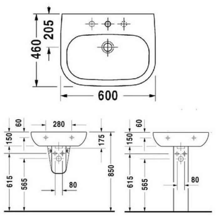 Плитка керамогранит Керамическая раковина 60 см Duravit D-Code 2310600000 для пола