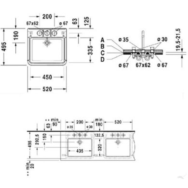 Плитка керамогранит Керамическая раковина 45 см Duravit DuraStyle 2631520030 для пола