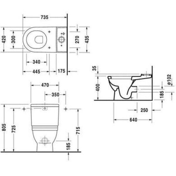 Плитка керамогранит Чаша унитаза Big Toilet Duravit Starck 3 2104090000 для пола