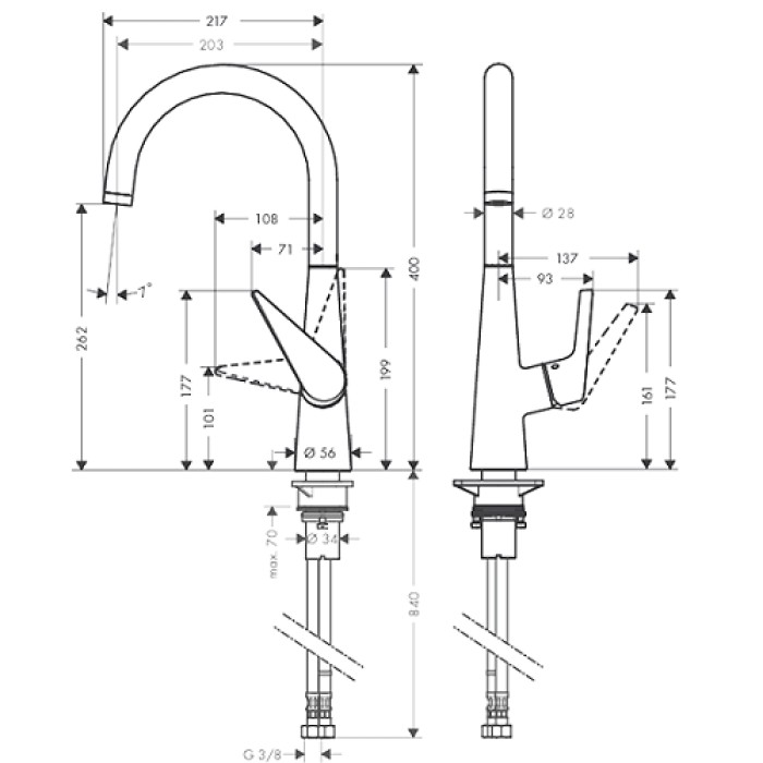 Смеситель для кухни Hansgrohe Talis S 72810800 Смеситель для кухни Hansgrohe Talis S 72810800