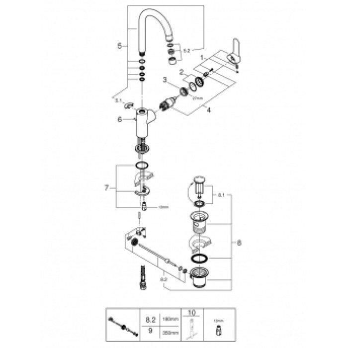 Grohe BauEdge Смеситель однорычажный для раковины L-Size (23760000)