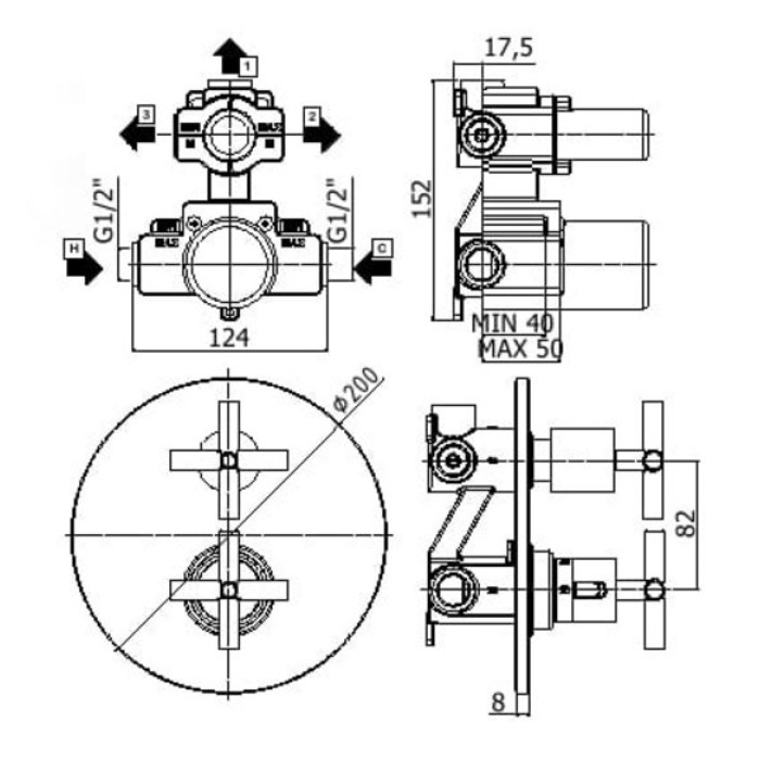 Термостатический смеситель Paffoni Quattro (QTV019CR) Термостатический смеситель Paffoni Quattro (QTV019CR)