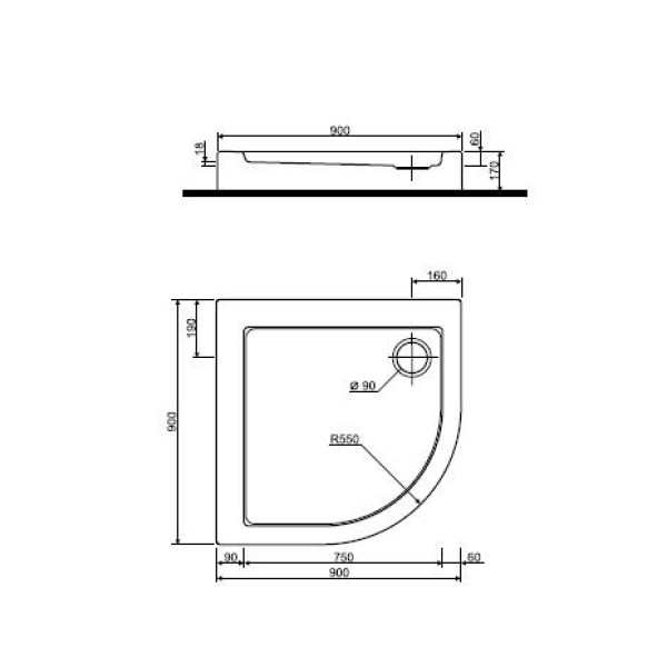 Душевой поддон KOLO SIMPLO 90x90 xBN0691000