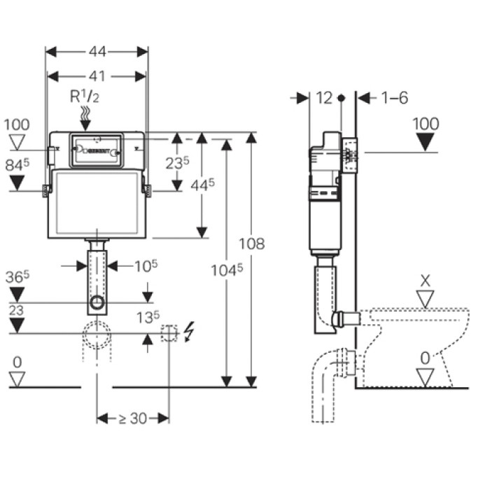 Скрытый смывной бачок GEBERIT Delta 109.100.00.1