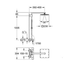 Плитка керамогранит Душевая система Grohe Euphoria Cube xxL system 230 (26087000) для пола