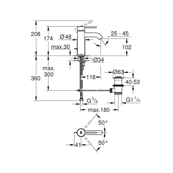 Grohe Essence Смеситель однорычажный для раковины S-Size (23589GL1)