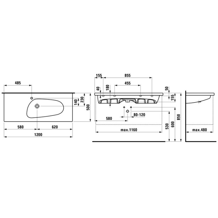 Умывальник прямоугольный Laufen Palomba H8148060001041
