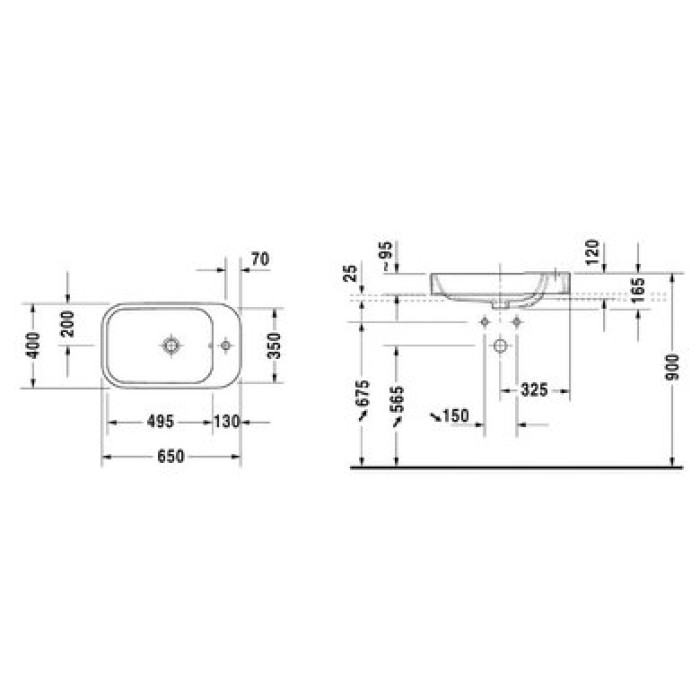 Плитка керамогранит Керамическая раковина 65 см Duravit Happy D.2 2317650000 для пола