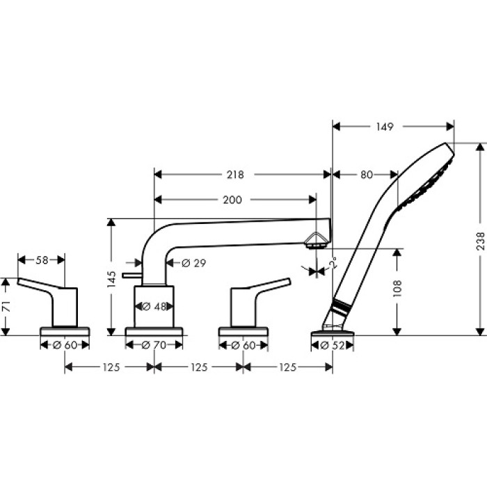 Смеситель для ванны Hansgrohe Talis S 72419000