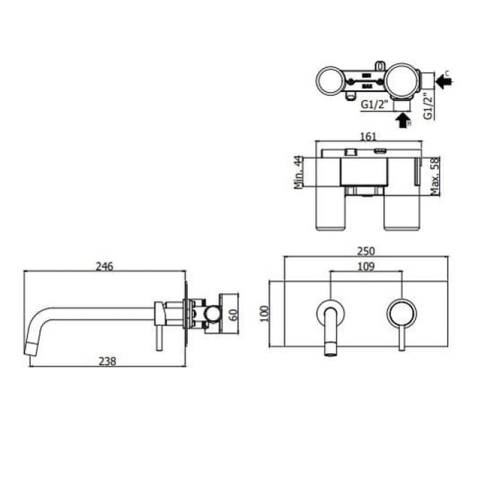 Смеситель для раковины Paffoni Light, 245 мм (LIG103CR)