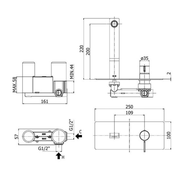Смеситель для раковины Paffoni Rock (RO106CR)