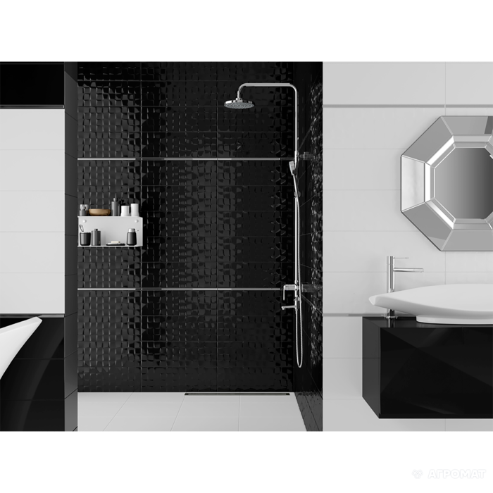 Плитка Cersanit Simple Art BLACK GLOSSY STRUCTURE CUBES 9×600×200