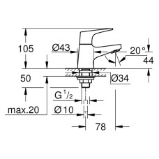 Grohe BauFlow Вертикальный вентиль XS-Size (20575000)