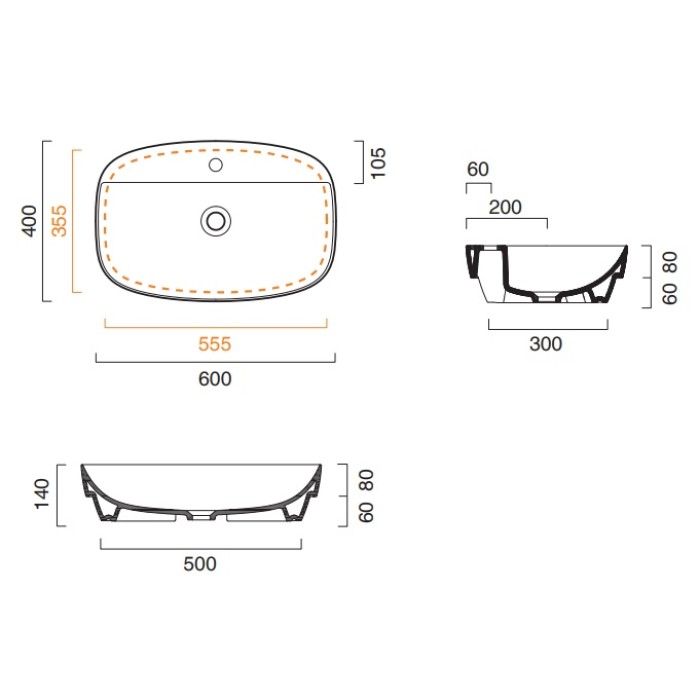 Керамическая раковина 60 см Catalano Green Lux, nero satinato