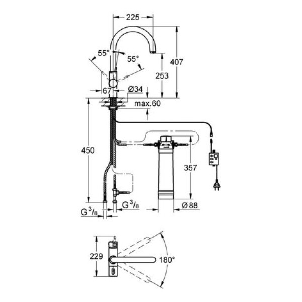 Смеситель со стартовым комплектом GROHE Blue Pure 33249DC1