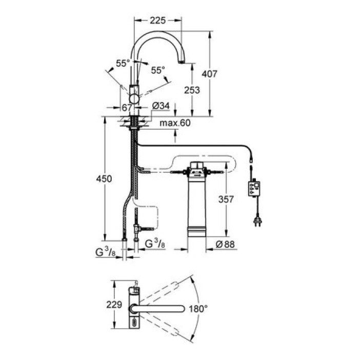 Смеситель со стартовым комплектом GROHE Blue Pure 33249DC1