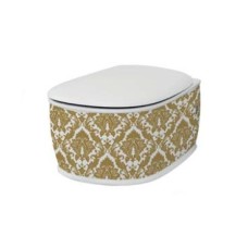 Подвесной унитаз Artceram Azuley (AZV001 01;89) white glossy/gold damasco