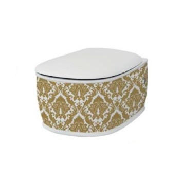 Подвесной унитаз Artceram Azuley (AZV001 01;89) white glossy/gold damasco