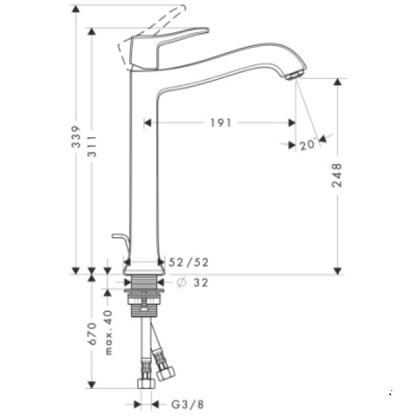 Смеситель для раковины Hansgrohe Metris Classic 31078000