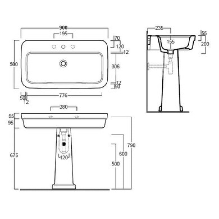 Керамическая раковина 90 см Simas Evolution EVO 12