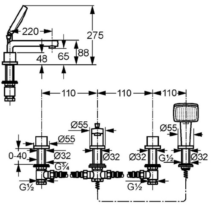 Смеситель для ванны Kludi Q-BEO 504240565