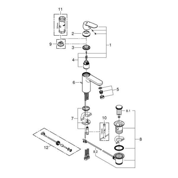Grohe Eurosmart Cosmopolitan Смеситель однорычажный для раковины M-Size (23325KW0)