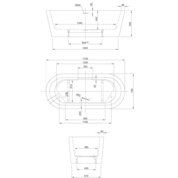 Ванна акриловая Knief Hot 180x80 см (0100-072)