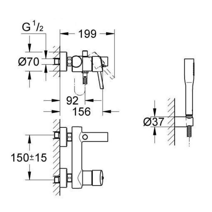 Grohe Concetto Смеситель однорычажный для ванны с душевым гарнитуром (32212001)