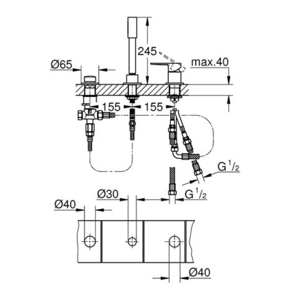 Смеситель для ванны Grohe Lineare 19965001