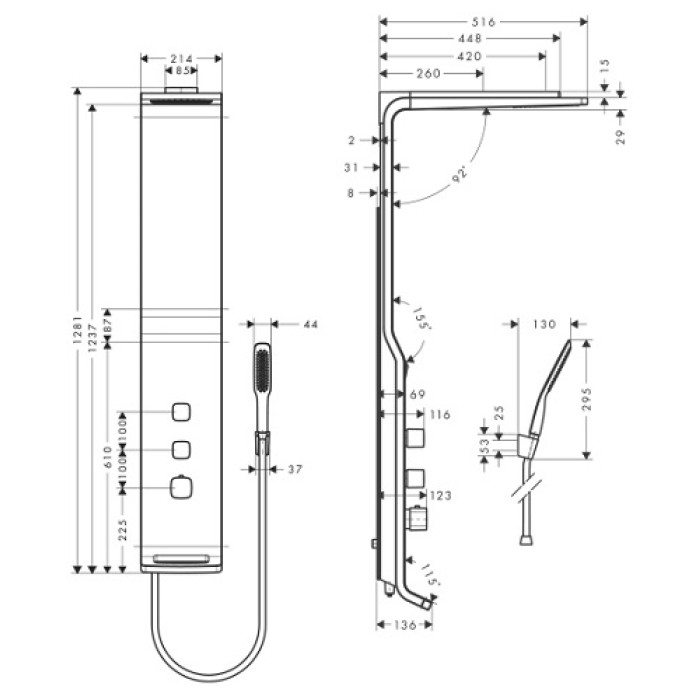 Душевая панель Hansgrohe Raindance Lift (27008000)