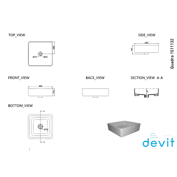 Раковина Devit Quadra 1511132