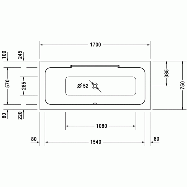 DuraStyle ванна прямоугольная 170 см 700296000000000 в интернет-магазине «Estet Room»