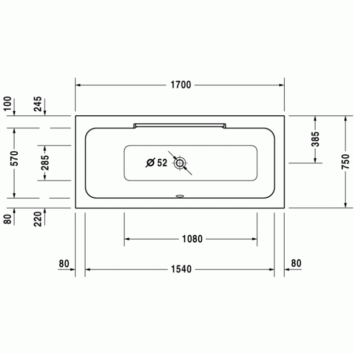 DuraStyle ванна прямоугольная 170 см 700296000000000 в интернет-магазине «Estet Room»