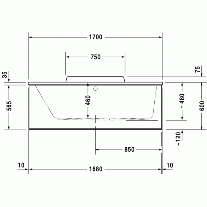 DuraStyle ванна прямоугольная 170 см 700296000000000 в интернет-магазине «Estet Room»