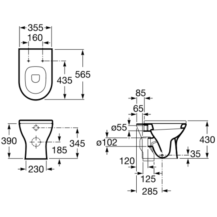 Унитаз пристенный Roca Nexo (A347615000) без сиденья