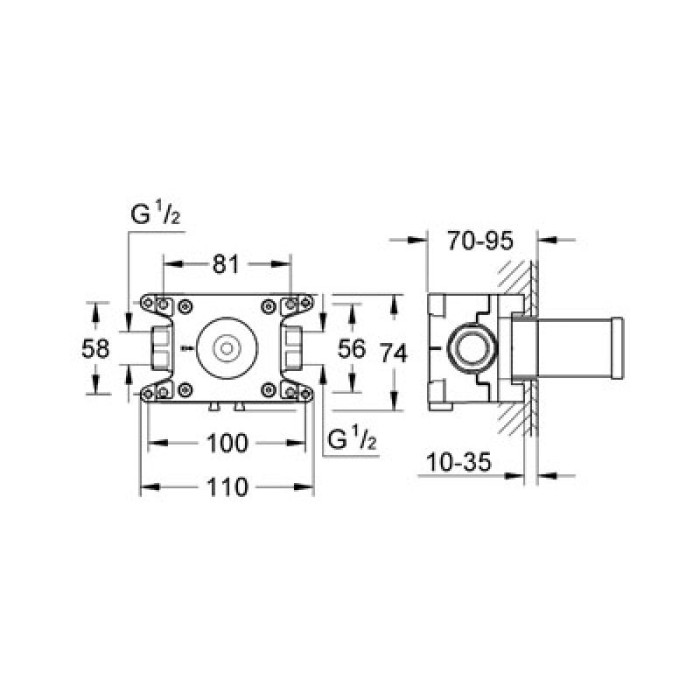 Grohe Grohtherm F Встраиваемый мехаизм для подключения душевого шланга (35034000)