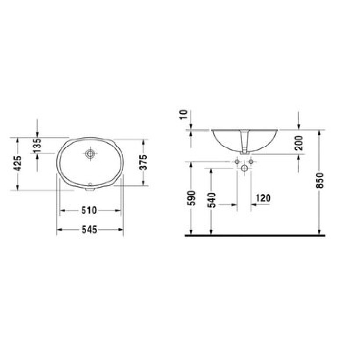 Плитка керамогранит Керамическая раковина 51 см Duravit Santosa 0466510022 для пола